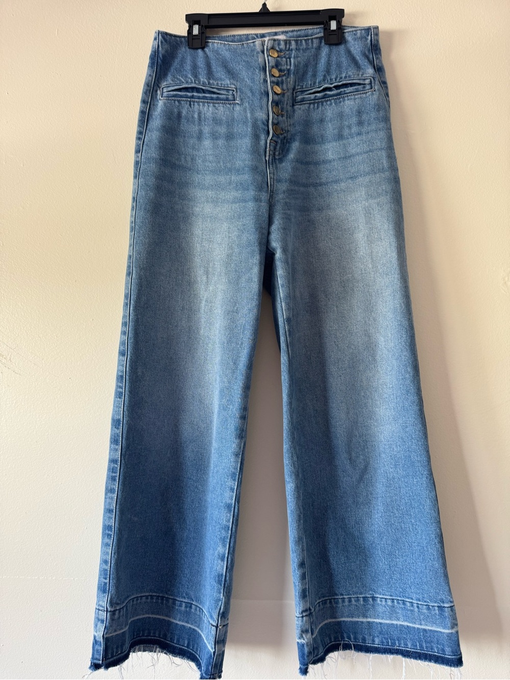 Zara Light Blue High-Rise Wide Leg Jeans with Button Fly